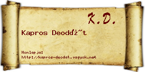 Kapros Deodát névjegykártya
